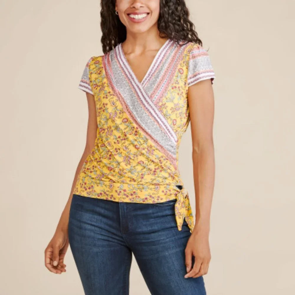 Short Sleeve Floral Wrap Shirt - Picture 1 of 1